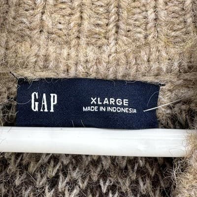 Gap Fuzzy Oversized Sweater Womens XL Brown Fair Isle Turtleneck Pullover NWOT - Thumbnail 4