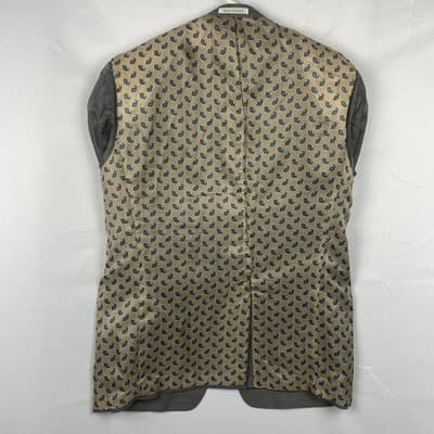 Chaps Mens Gray Textured Two Button Blazer Jacket 44L Paisley Lining 44 Long - Thumbnail 11
