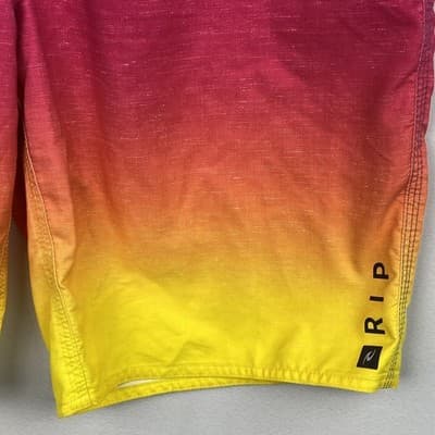 Rip Curl Mens Board Shorts Size 33 Blue Pink Orange Yellow Sunset Colorblock NEW - Thumbnail 3