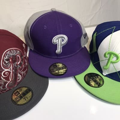 New Era 59FIFTY Philadelphia Phillies Fitted Hat Lot 7 5/8 Mens MLB Caps 3 Pack - Thumbnail 2