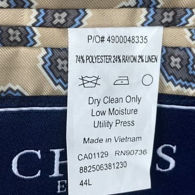 Chaps Mens Gray Textured Two Button Blazer Jacket 44L Paisley Lining 44 Long - Thumbnail 10