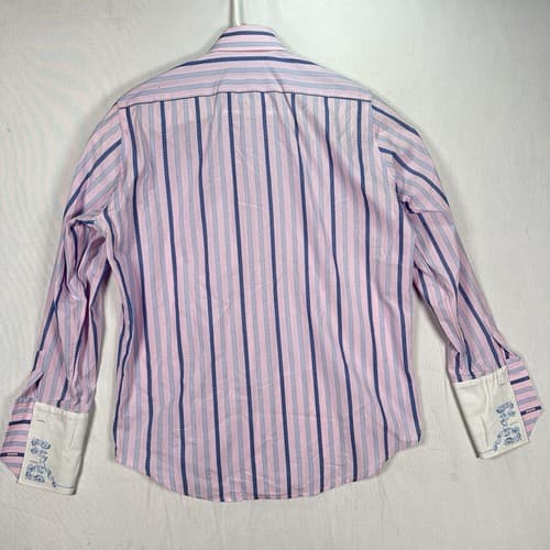 ROBERT GRAHAM Mens Shirt 15/38 Pink Purple Striped French Cuff Button Front - Thumbnail 3