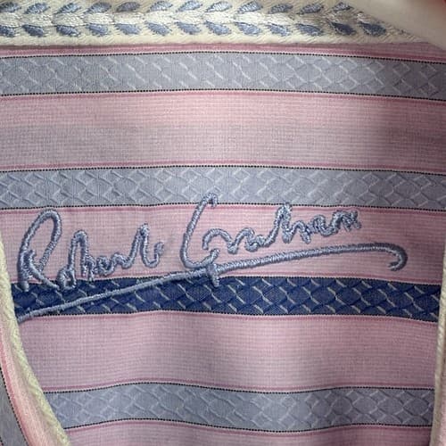 ROBERT GRAHAM Mens Shirt 15/38 Pink Purple Striped French Cuff Button Front - Thumbnail 7