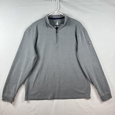 Johnnie-O 1/4 Zip Pullover Mens Large Gray Stretch Knit Long Sleeve Performance - Thumbnail 2