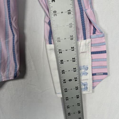 ROBERT GRAHAM Mens Shirt 15/38 Pink Purple Striped French Cuff Button Front - Thumbnail 11
