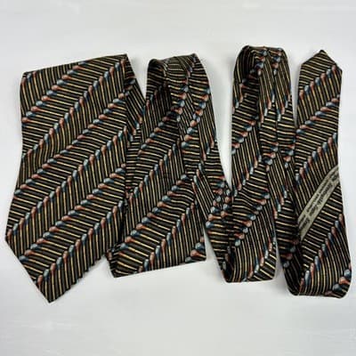 Ermenegildo Zegna Mens Silk Tie Black Gold Striped Golf Club Novelty Italy Long - Thumbnail 5