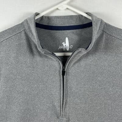 Johnnie-O 1/4 Zip Pullover Mens Large Gray Stretch Knit Long Sleeve Performance - Thumbnail 5
