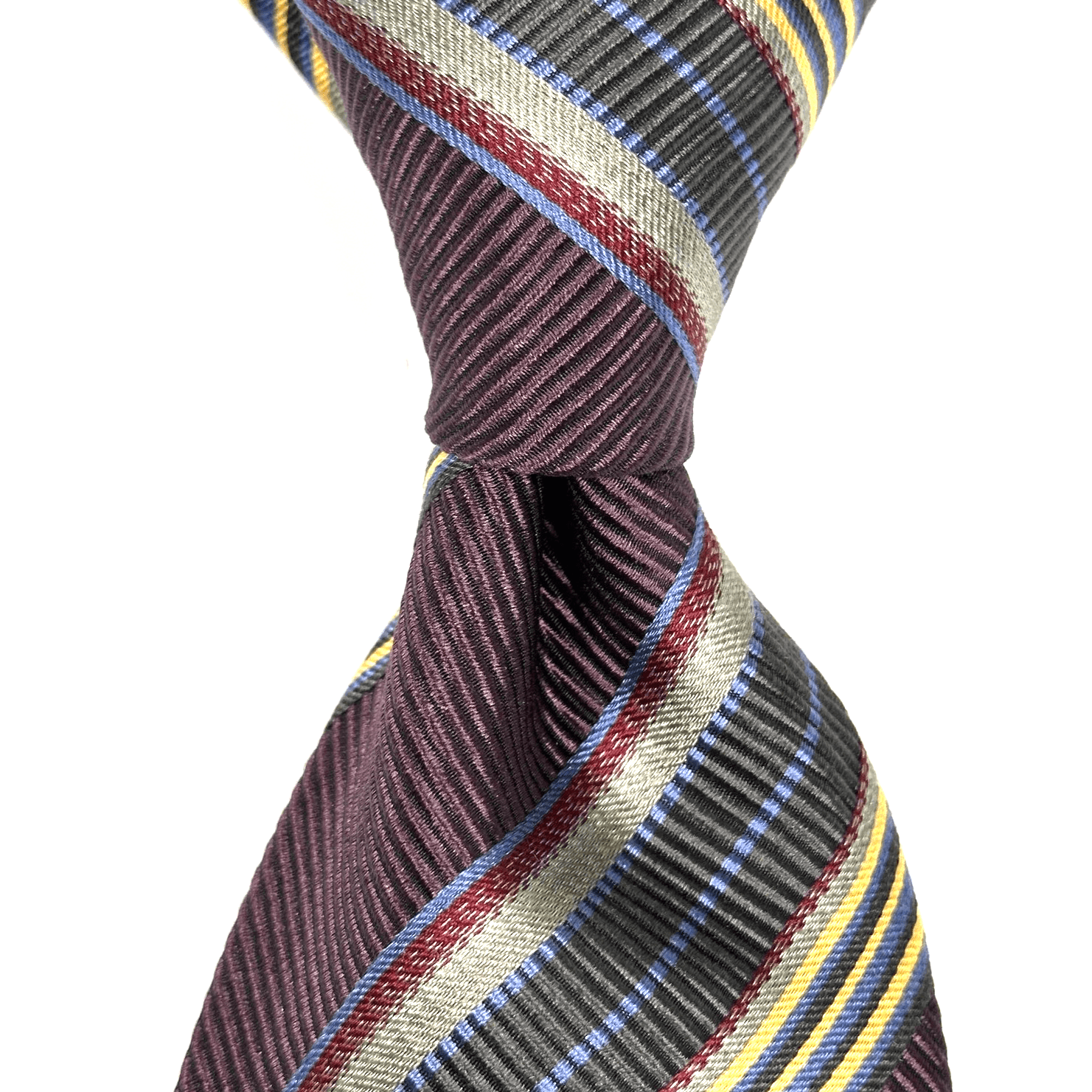 XMI Platinum Silk Tie Mens Burgundy Multicolor Repp Striped Diagonal USA England - Image 1