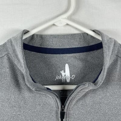 Johnnie-O 1/4 Zip Pullover Mens Large Gray Stretch Knit Long Sleeve Performance - Thumbnail 6