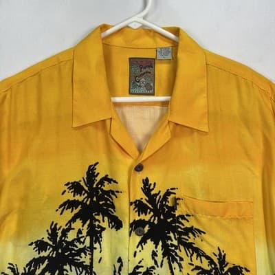 Pineapple Connection Hawaiian Shirt Mens Large Rayon Palms Surf Beach Casual - Thumbnail 4