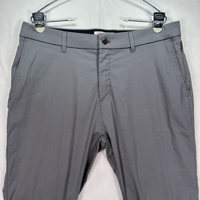 Birddogs Golf Pants Mens 34 x 28 Gray Stretch Chino Performance Zip (tag:30"L) - Thumbnail 5