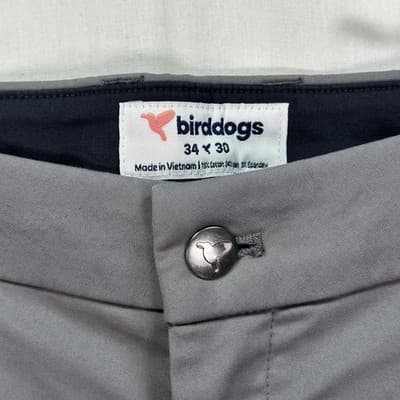Birddogs Golf Pants Mens 34 x 28 Gray Stretch Chino Performance Zip (tag:30"L) - Thumbnail 2