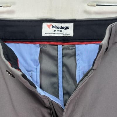Birddogs Golf Pants Mens 34 x 28 Gray Stretch Chino Performance Zip (tag:30"L) - Thumbnail 6
