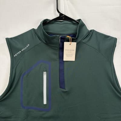 NEW Peter Millar Forge Performance 1/4 Zip Vest Mens Small Balsam Green Golf - Thumbnail 4