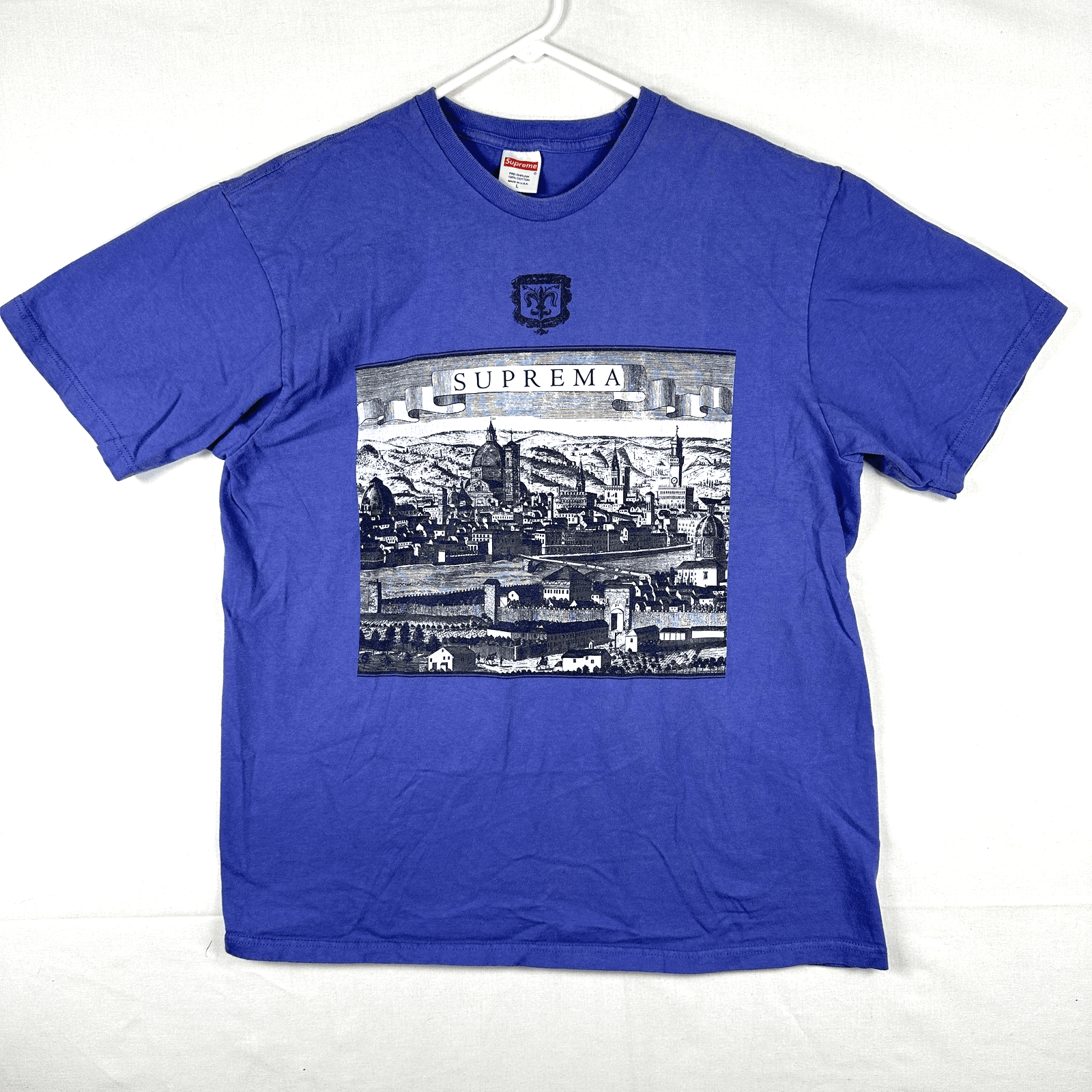 Authentic Supreme T-Shirt Mens Large Suprema Purple Short Sleeve SS18 Fiorenza - Image 1