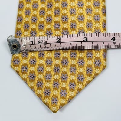 Ermenegildo Zegna Tie Mens 100% Silk Gold Purple Floral Geometric Made Italy - Thumbnail 7
