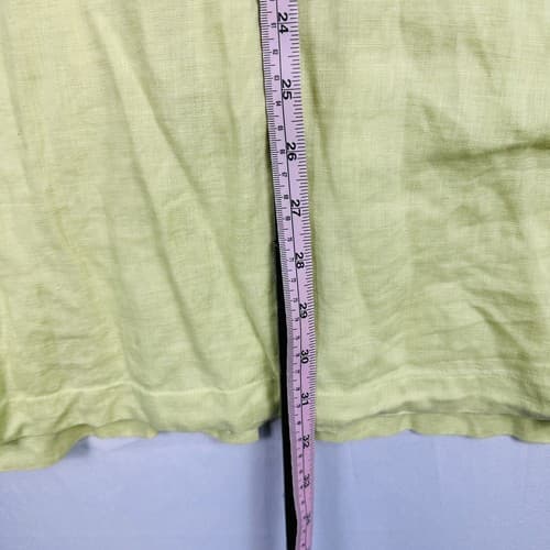 NAT NAST Linen Button Up Shirt Mens 2XL Short Sleeve Yellow Green Neon - Thumbnail 10