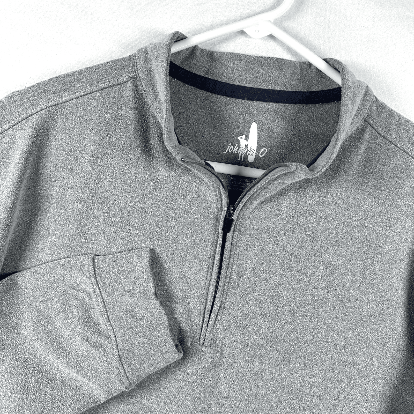 Johnnie-O 1/4 Zip Pullover Mens Large Gray Stretch Knit Long Sleeve Performance - Image 1