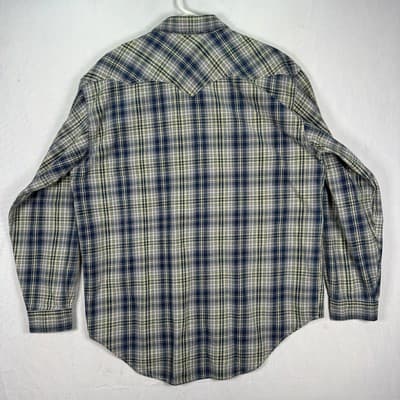 VINTAGE Levis Western Shirt Mens Large Plaid Pearl Snap Style Hong Kong 90s - Thumbnail 6