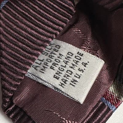 XMI Platinum Silk Tie Mens Burgundy Multicolor Repp Striped Diagonal USA England - Thumbnail 6