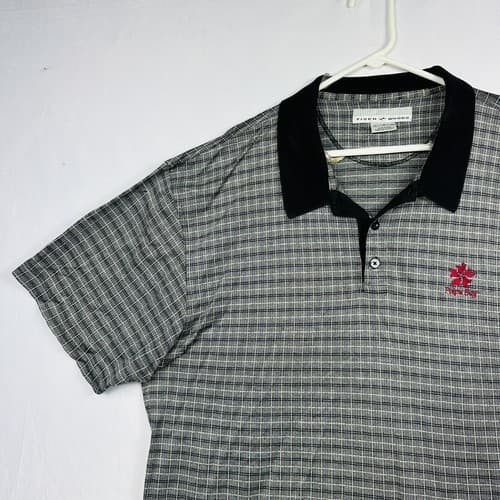 Tiger Woods Poipu Golf Polo Shirt Mens Size XL Gray Plaid Short Sleeve Hawaii - Thumbnail 6