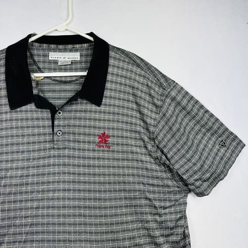 Tiger Woods Poipu Golf Polo Shirt Mens Size XL Gray Plaid Short Sleeve Hawaii - Thumbnail 5