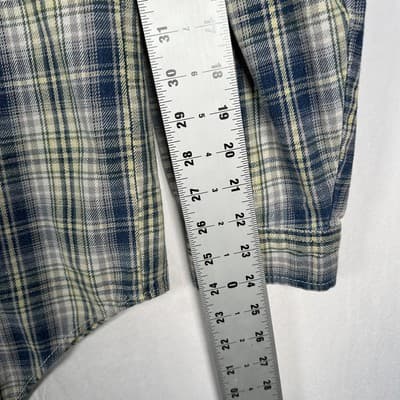 VINTAGE Levis Western Shirt Mens Large Plaid Pearl Snap Style Hong Kong 90s - Thumbnail 8
