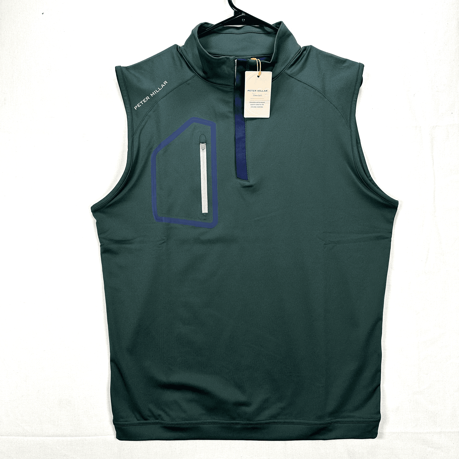 NEW Peter Millar Forge Performance 1/4 Zip Vest Mens Small Balsam Green Golf - Image 1