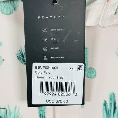Bad Birdie Golf Polo Shirt Mens 2XL Pink Green Cactus Thorn In Your Side NEW - Thumbnail 4