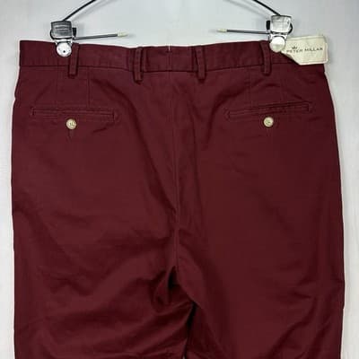 Peter Millar Mens Raleigh Washed Twill Chino Pants 38 x 34 Burgundy Red NEW - Thumbnail 11