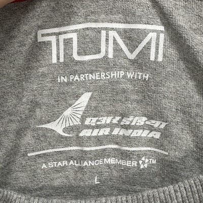 Tumi Crewneck Shirt Mens Large Long Sleeve Gray Air India Travel Tee Airlines - Thumbnail 5
