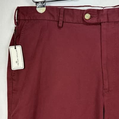 Peter Millar Mens Raleigh Washed Twill Chino Pants 38 x 34 Burgundy Red NEW - Thumbnail 2
