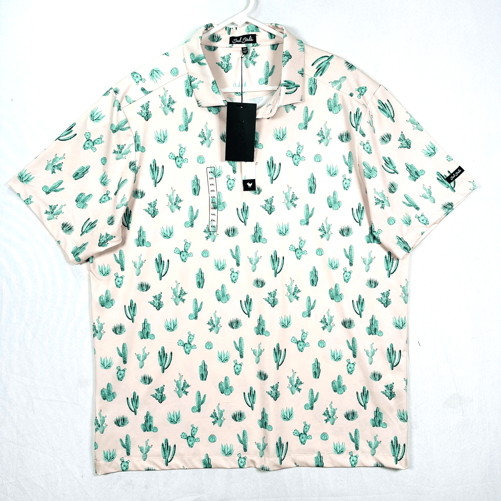 Bad Birdie Golf Polo Shirt Mens 2XL Pink Green Cactus Thorn In Your Side NEW - Image 1