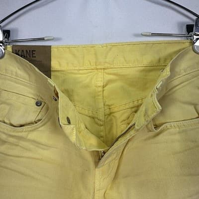J Brand Kane Slim Fit Jeans Mens 29 x 33 Fade Lemon Yellow Denim Pants NEW $209 - Thumbnail 6
