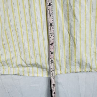 Sissi Goetze Mens Yellow White Striped Short Sleeve Popover Shirt 48 Made Poland - Thumbnail 10