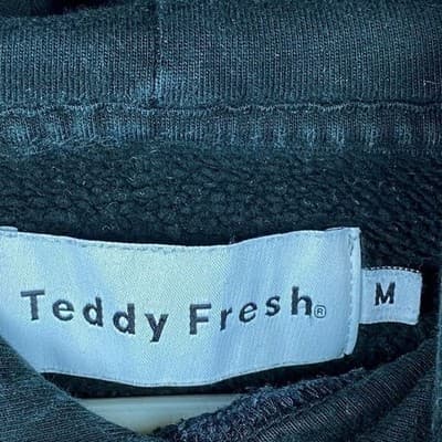 Teddy Fresh Mens Hoodie Black Multi Color Sleeve Logo Pullover Sweatshirt Medium - Thumbnail 9