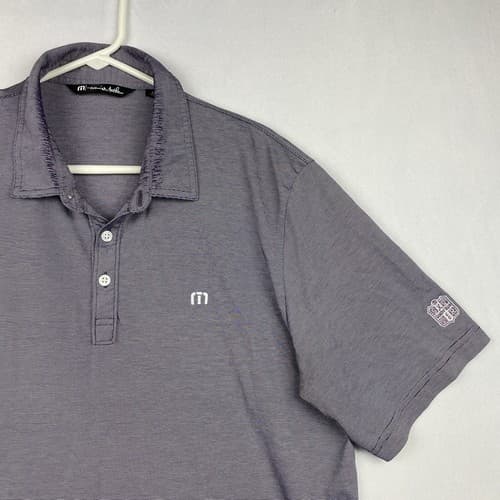 Travis Mathew Golf Polo Mens Large Short Sleeve Shirt Striped Purple - Thumbnail 2