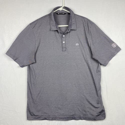 Travis Mathew Golf Polo Mens Large Short Sleeve Shirt Striped Purple - Thumbnail 3
