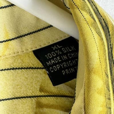 Tommy Bahama Silk Hawaiian Shirt Mens XL Gold Floral Tropical Camp Vintage Fit - Thumbnail 6