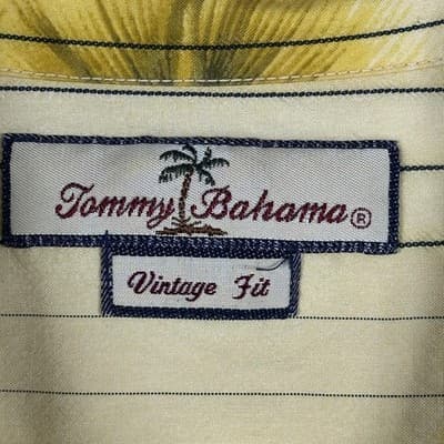 Tommy Bahama Silk Hawaiian Shirt Mens XL Gold Floral Tropical Camp Vintage Fit - Thumbnail 5