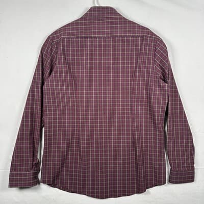 Mizzen+Main Leeward Dress Shirt Mens XL Trim Fit Red Plaid Long Sleeve Stretch - Thumbnail 3