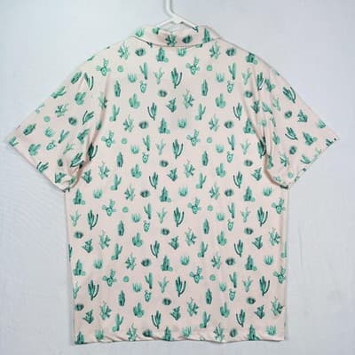 Bad Birdie Golf Polo Shirt Mens XL Pink Green Thorn in Your Side Cactus NEW - Thumbnail 3