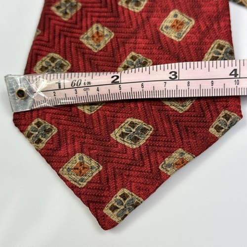 ROBERT TALBOTT Best of Class Mens Silk Tie Designer Red Geometric Medallions - Thumbnail 7