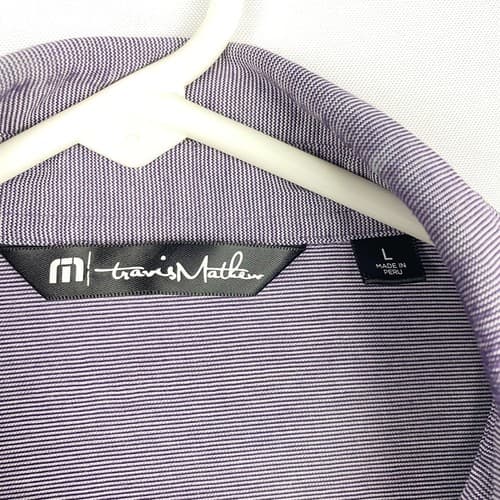Travis Mathew Golf Polo Mens Large Short Sleeve Shirt Striped Purple - Thumbnail 7