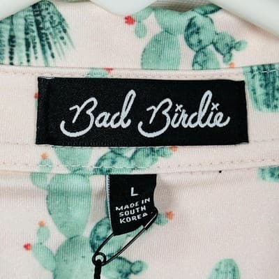 Bad Birdie Golf Polo Shirt Mens Large Pink Green Cactus Thorn In Your Side NEW - Thumbnail 6