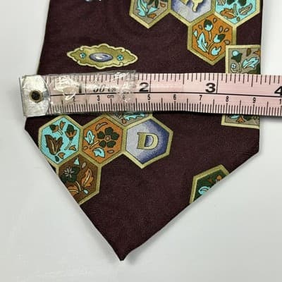Leonard Paris Silk Tie Mens Burgundy Floral Geometric Medallion Dessin 70889 - Thumbnail 10