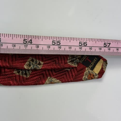 ROBERT TALBOTT Best of Class Mens Silk Tie Designer Red Geometric Medallions - Thumbnail 8