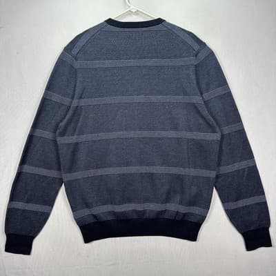 Brooks Brothers Silk Cashmere Sweater Mens XL Navy Blue Striped V Neck Pullover - Thumbnail 2