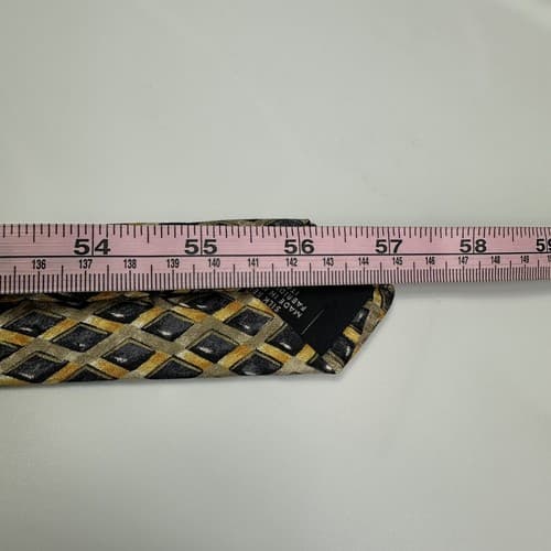 Canali Mens Silk Tie Geometric Black Gold Diamonds Necktie Italy 3.25” x 57” - Thumbnail 9