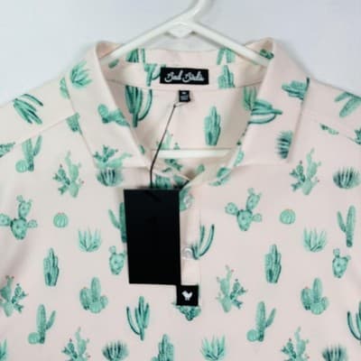 Bad Birdie Golf Polo Shirt Mens XL Pink Green Thorn in Your Side Cactus NEW - Thumbnail 2